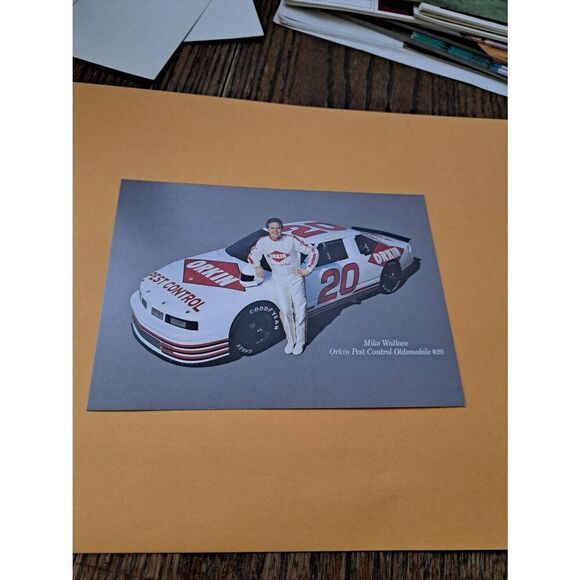 Vintage Mike Wallace #20 Orkin Pest Control NASCAR Postcard 7x5 Oldsmobile - Picture 1 of 2